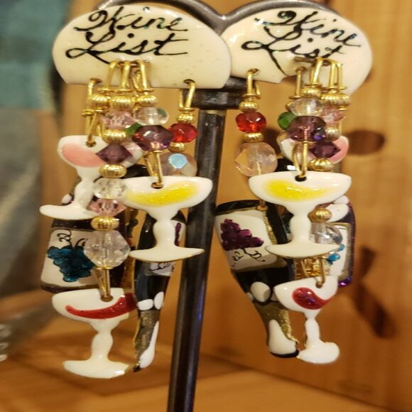 Lunch at the Ritz - Vintage WINE LIST Earrings - Picture 2 of 8